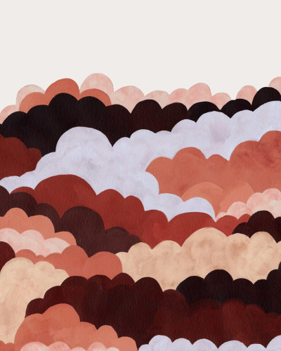 Tapet cu nori roșii și albi - Fun Clouds, Red