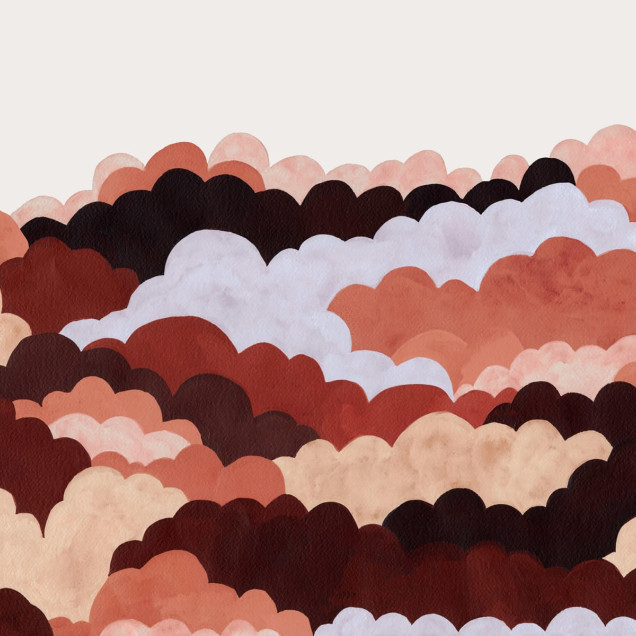 Tapet cu nori roșii și albi - Fun Clouds, Red