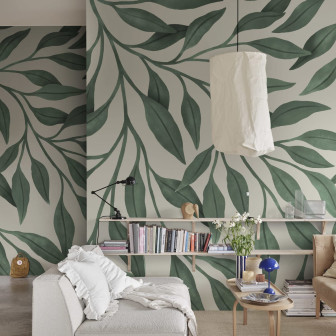 Giant Leaves, Dark Green wallpaper