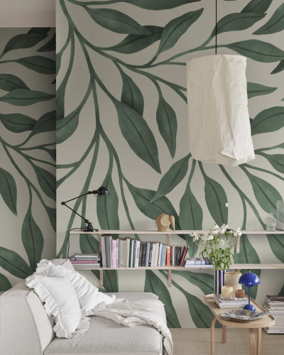 Giant Leaves, Dark Green wallpaper