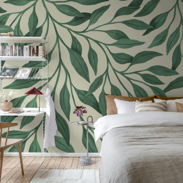 Giant Leaves, Dark Green wallpaper
