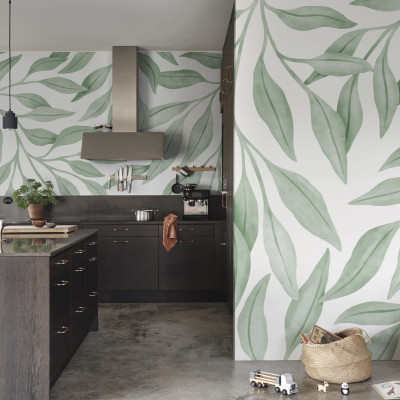 Tapet cu frunze verzi mari, Giant Leaves, Light Green