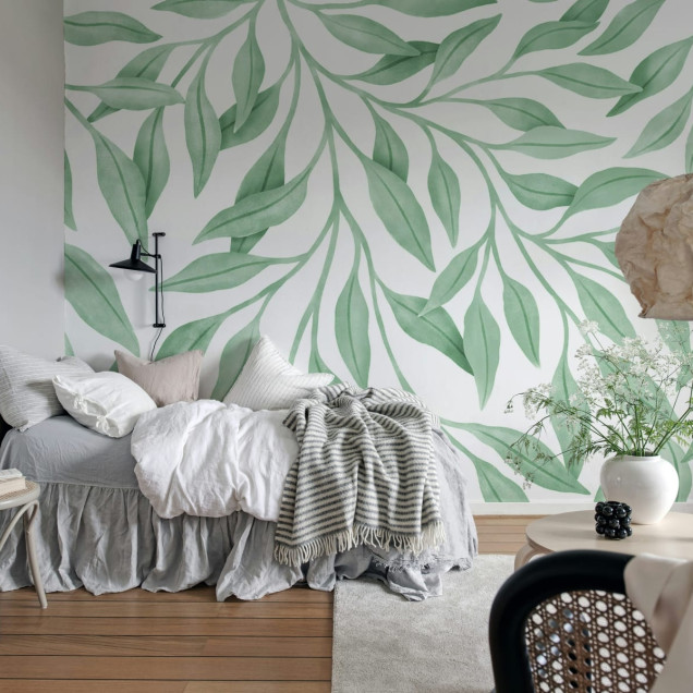 Tapet cu frunze verzi mari, Giant Leaves, Light Green