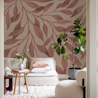 Tapet cu frunze mari, roz, Giant Leaves, Pink