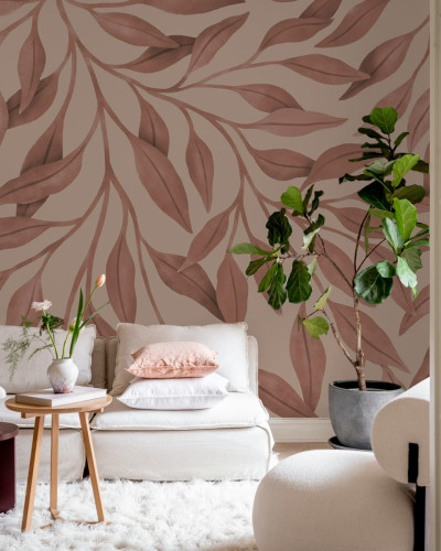 Tapet cu frunze mari, roz, Giant Leaves, Pink