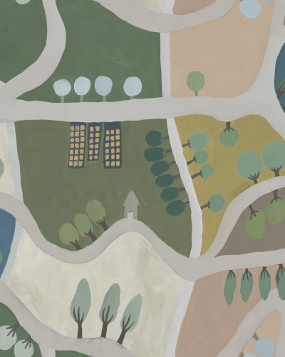 Wallpaper Road Trip, Pastel cu un design inspirat din călătoriile cu mașina prin peisaje pitorești.