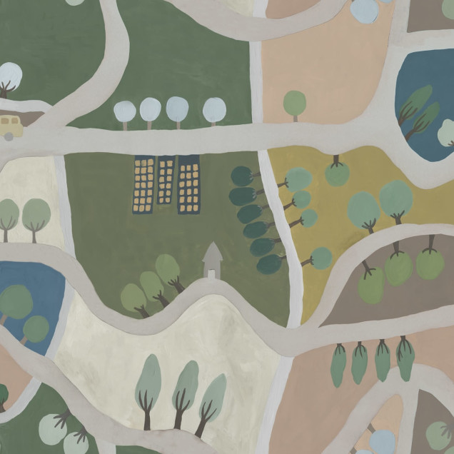 Wallpaper Road Trip, Pastel cu un design inspirat din călătoriile cu mașina prin peisaje pitorești.