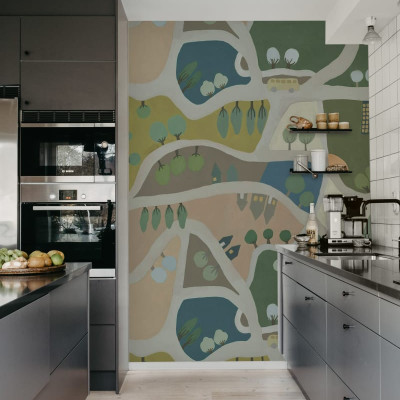 Wallpaper Road Trip, Pastel cu un design inspirat din călătoriile cu mașina prin peisaje pitorești.