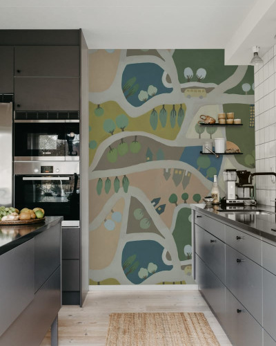 Wallpaper Road Trip, Pastel cu un design inspirat din călătoriile cu mașina prin peisaje pitorești.