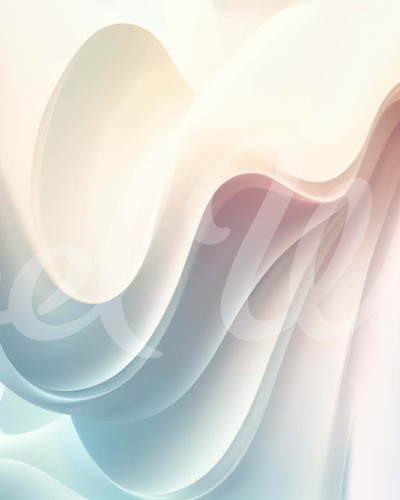 Wallpaper abstract cu nuanțe pastelate Soft Waves, Pastel. Imaginea prezintă un perete cu wallpaper-ul, o canapea și un fotoliu în camera de zi.