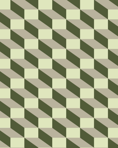 Tapet geometric cu forme tridimensionale in nuante de verde