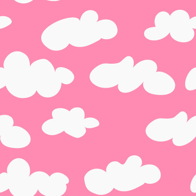 Tapet Cloudy, Happy Pink, cu nori albi pe un fundal roz.