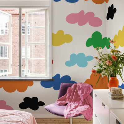 Tapet cu nori colorați, model unic și modern
