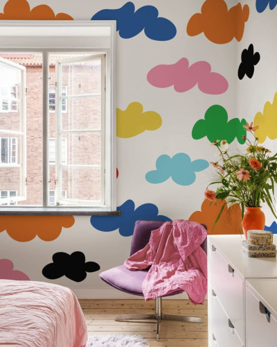 Tapet cu nori colorați, model unic și modern