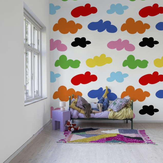 Tapet cu nori colorați, model unic și modern