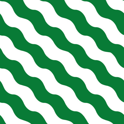 Tapet cu dungi ondulate în verde vibrant, pe un perete din dormitor.