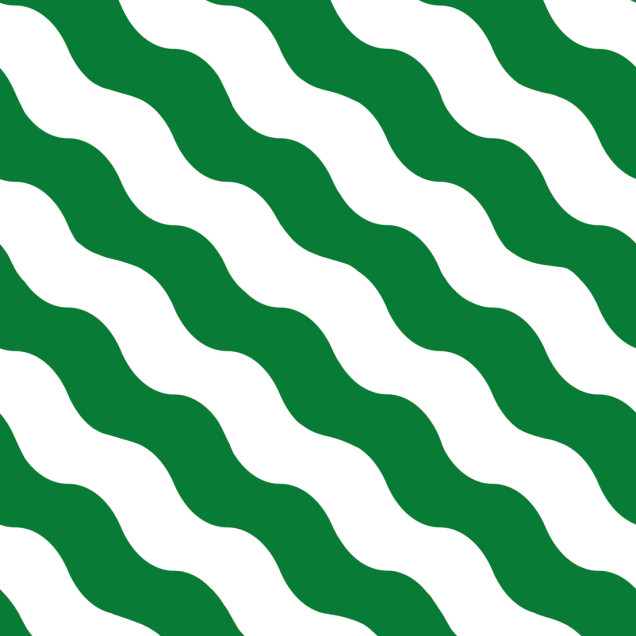 Tapet cu dungi ondulate în verde vibrant, pe un perete din dormitor.