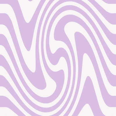 Tapet cu design retro Happy Wobbly Lilac, cu linii groase și ondulate, culorile lila și crem