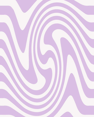 Tapet cu design retro Happy Wobbly Lilac, cu linii groase și ondulate, culorile lila și crem