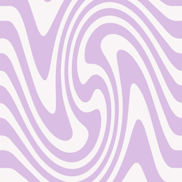 Tapet cu design retro Happy Wobbly Lilac, cu linii groase și ondulate, culorile lila și crem