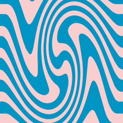 Wallpaper Happy Wobbly, Pink & Blue cu design abstract de linii ondulate în culorile roz și albastru