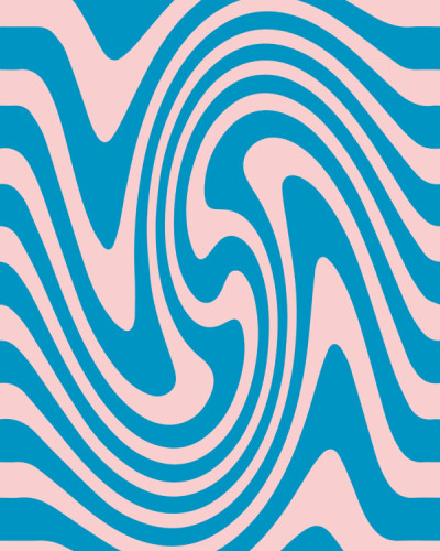 Wallpaper Happy Wobbly, Pink & Blue cu design abstract de linii ondulate în culorile roz și albastru
