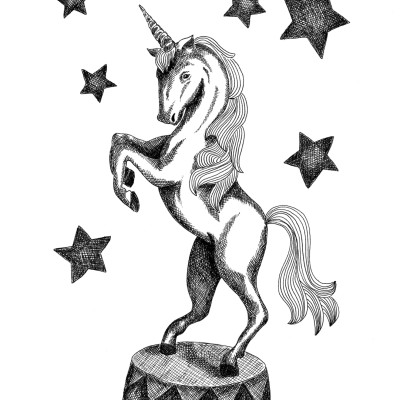 Tapet cu un unicorn fermecător, înconjurat de stele, care va transforma camera copilului într-un loc magic.