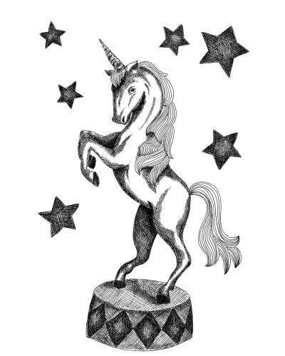 Tapet cu un unicorn fermecător, înconjurat de stele, care va transforma camera copilului într-un loc magic.