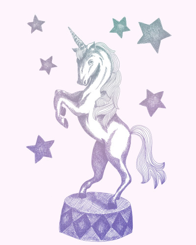 Tapet cu unicorn si stele pentru camera copiilor