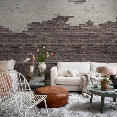 Tapet cu cărămizi Ivory Bricks, Red. Un design autentic cu cărămizi roșii ruginite.