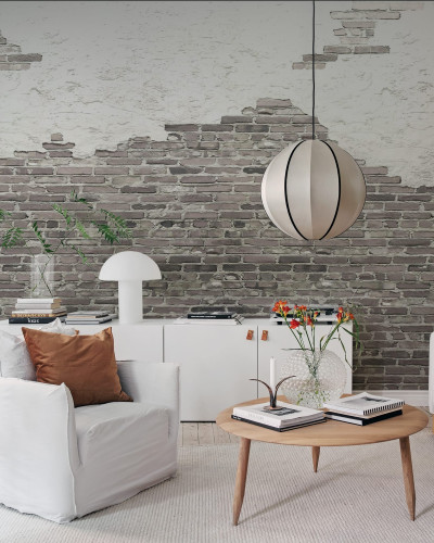 Tapet Ivory Bricks, Soft - un tapet minimalist cu aspect de cărămidă, ideal pentru a crea o statement wall în living, dormitor sau bucătărie.