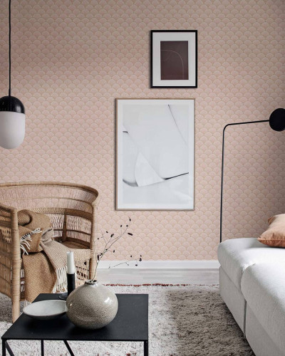 Tapet cu model de corali într-un interior elegant
