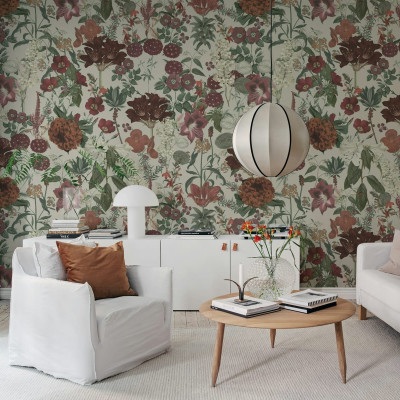 Tapet cu flori Wintergarden, White
