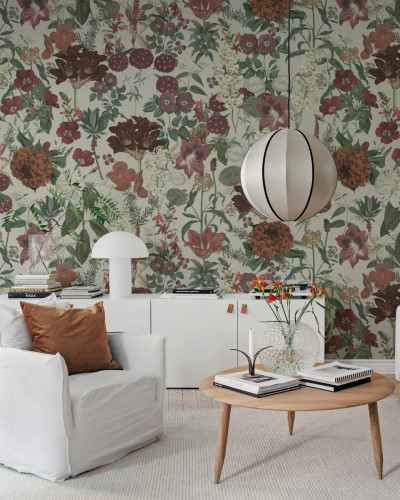 Tapet cu flori Wintergarden, White