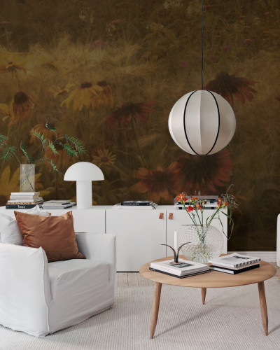 Tapet floral vintage cu flori de Rudbeckia
