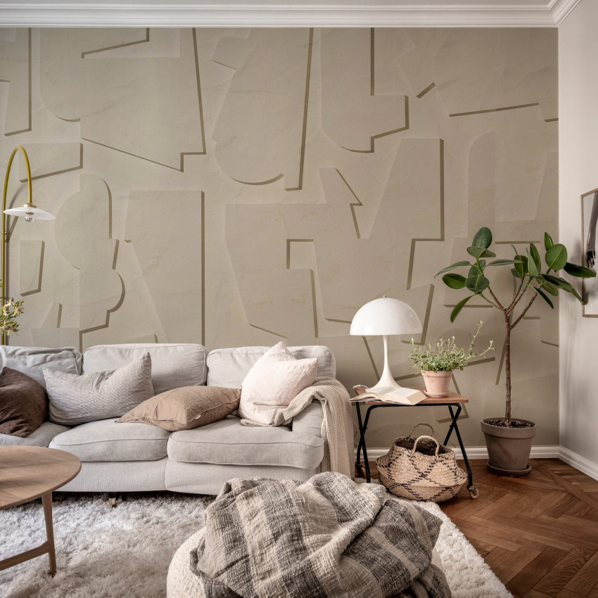 Tapet abstract maro cu design minimalist, perfect pentru living, dormitor, birou sau bucătărie