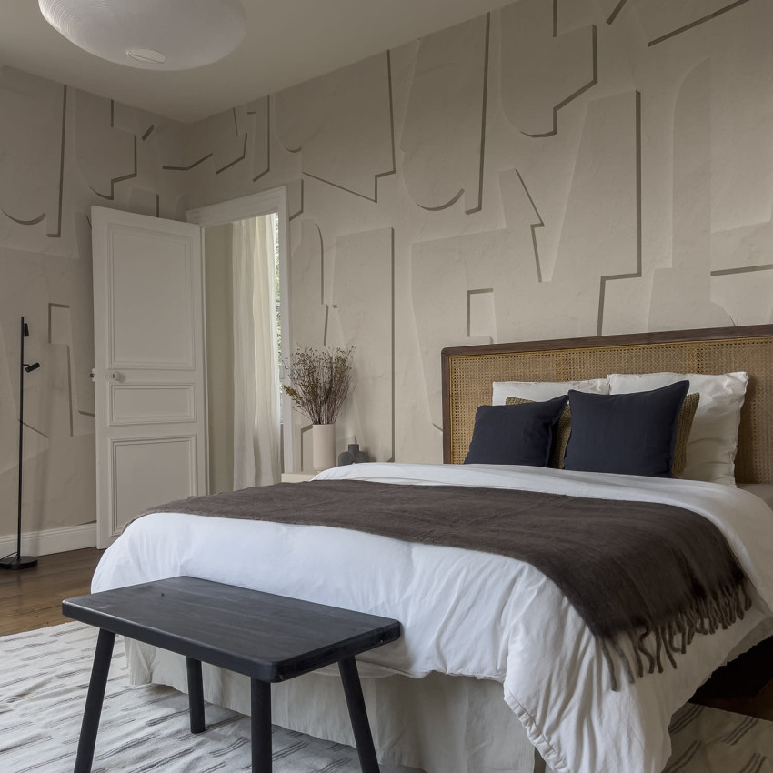 Tapet abstract maro cu design minimalist, perfect pentru living, dormitor, birou sau bucătărie