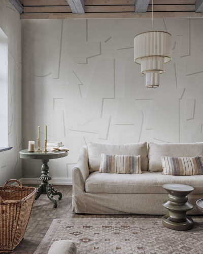 Tapet abstract cu un design minimalist, în nuanțe de alb. Perfect pentru a crea o atmosferă relaxantă și sofisticată în casa ta.