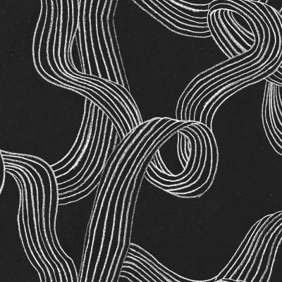 Tapet abstract cu linii albe pe fond negru într-un living modern