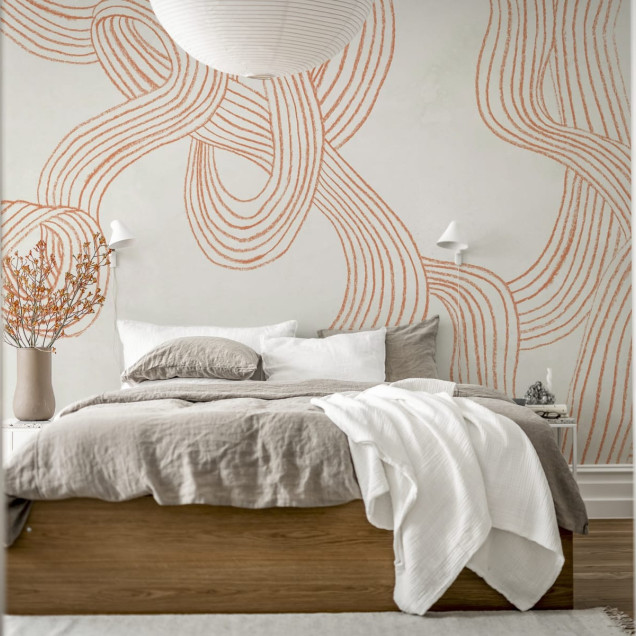 Tapet cu dungi repetabile, portocaliu, cu un design abstract modern, perfect pentru a crea un accent de design în orice cameră.