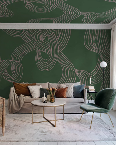 Tapet Stripes Repeatable, Green, cu design minimalist și geometric