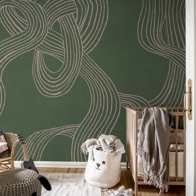 Tapet Stripes Repeatable, Green, cu design minimalist și geometric