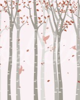 Forest Birds, Pink, Rebel Walls