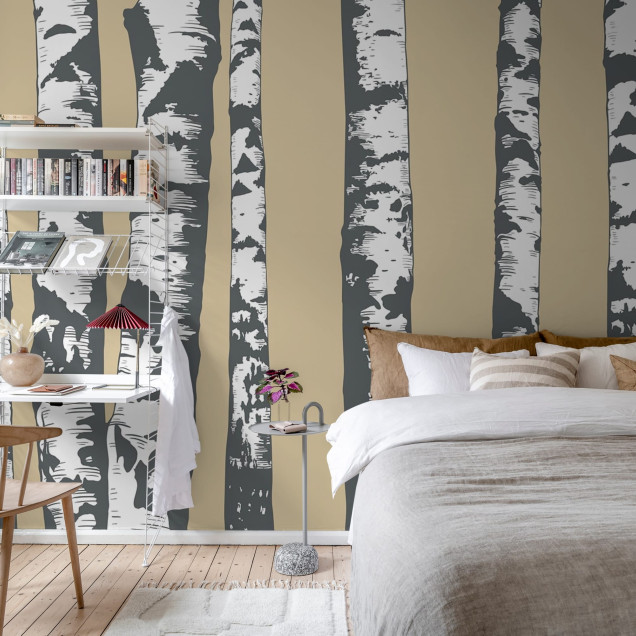 Tapet cu design minimalist - Birch Grove bej