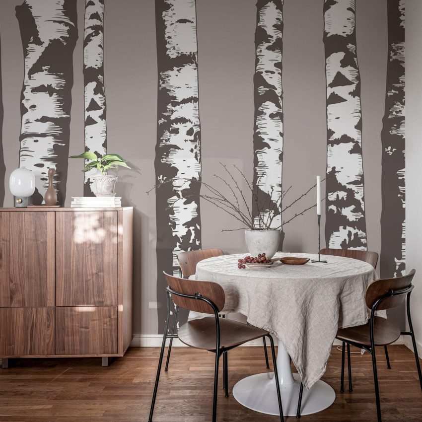 Tapet cu design minimalist - Birch Grove bej