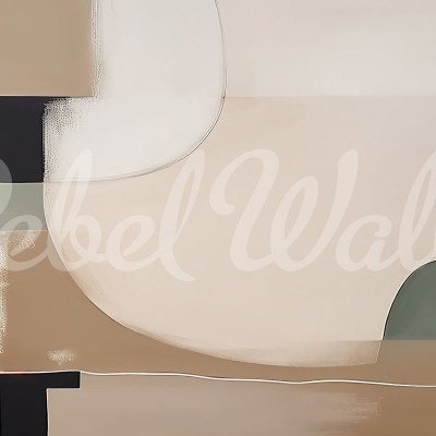 Abstract Shapes, Pastel wallpaper in a bedroom interior