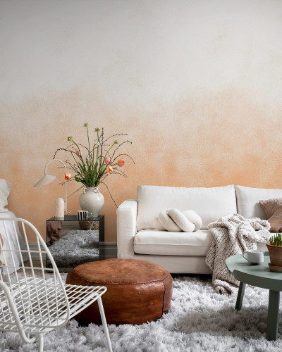 Tapet Ash Gradient, Peach Fuzz - un design subtil de gradient în nuanțe calde de piersică