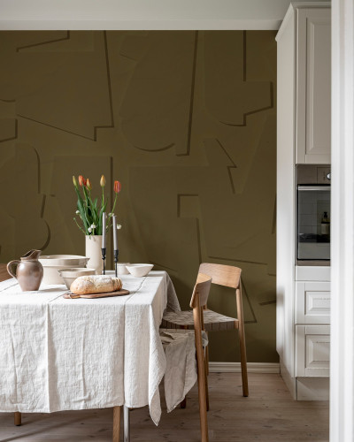 Tapet abstract maro cu design minimalist, perfect pentru living, dormitor, birou sau bucătărie