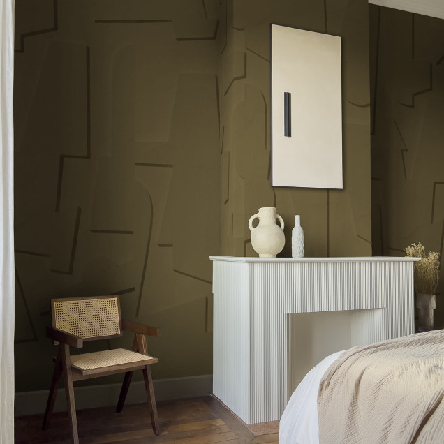 Tapet abstract maro cu design minimalist, perfect pentru living, dormitor, birou sau bucătărie