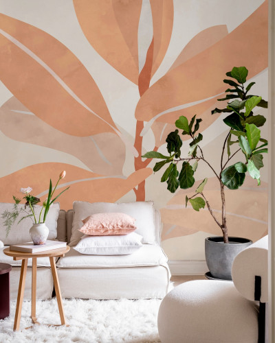 Tapet abstract cu design minimalist și nuanțe de piersică